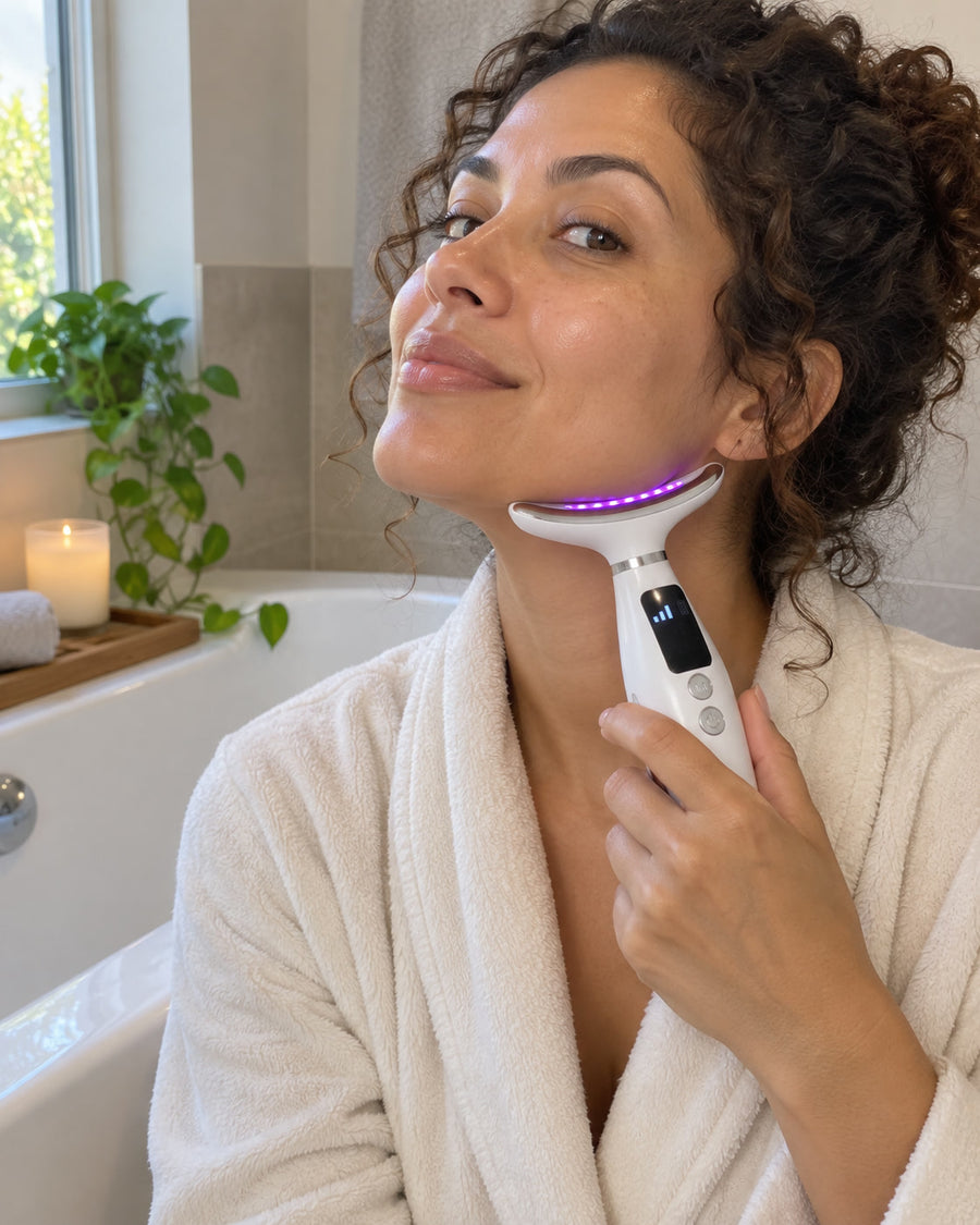 7-Color LED Face and Neck Massager with Warming and Vibration