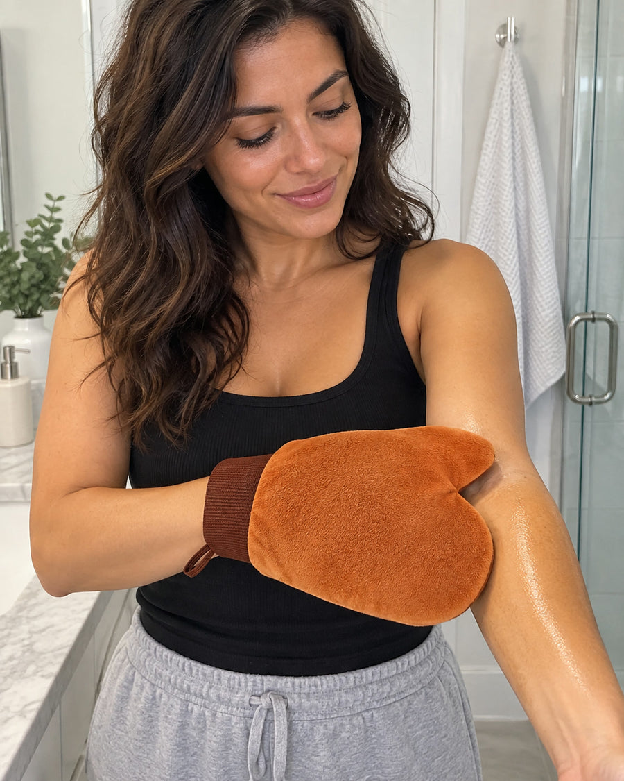 Double-Sided Self-Tanning Mitt for Streak-Free Tan