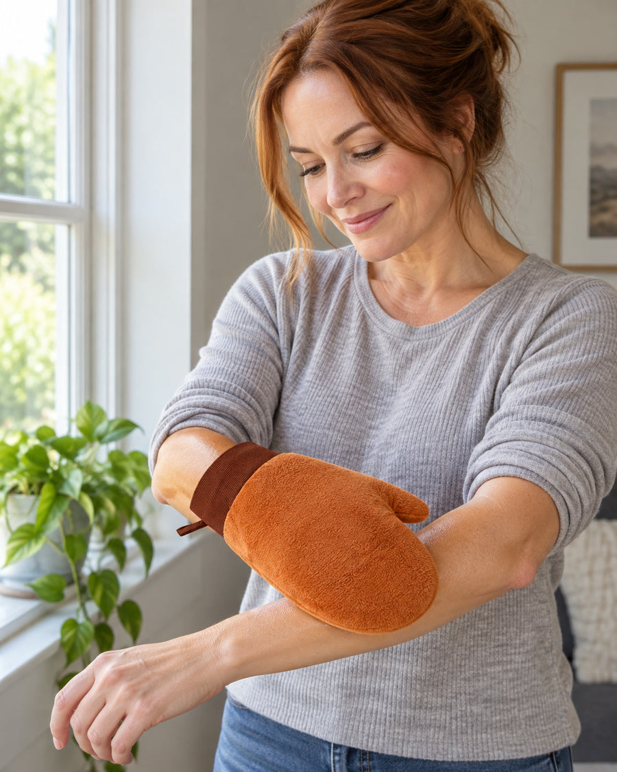 Double-Sided Self-Tanning Mitt for Streak-Free Tan