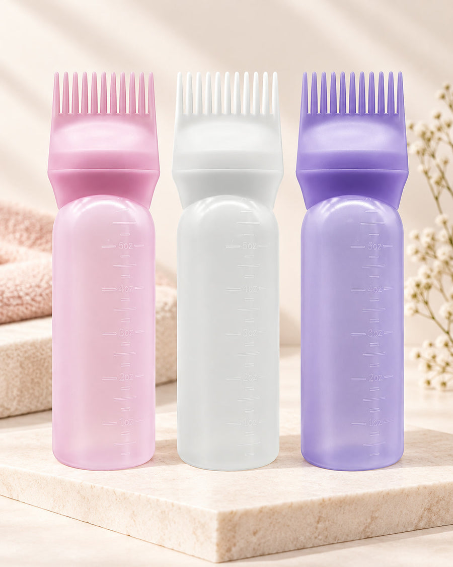 Hair Oil Applicator Bottle with Root Comb