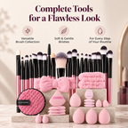 Makeup brush set with accessories: soft bristles, 20 pieces for every step of your routine