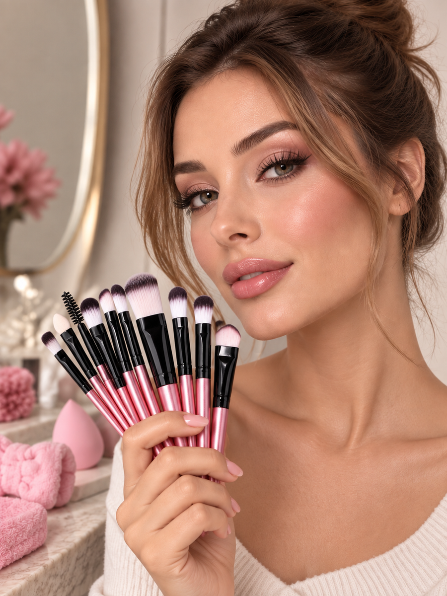 20-Piece Makeup Brush Set for Face, Eyes and Lips