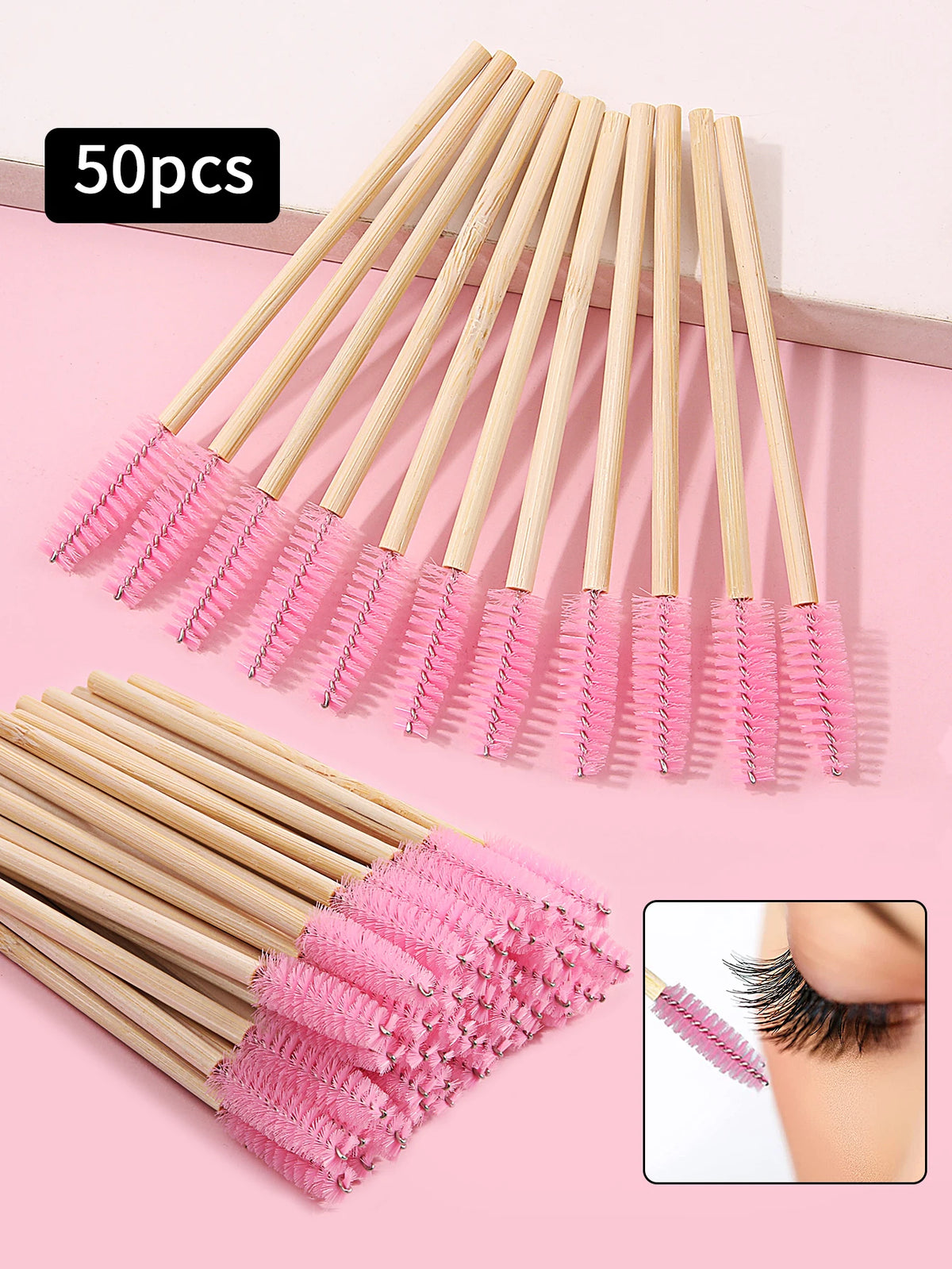 Alsunu disposable mascara wands in pink