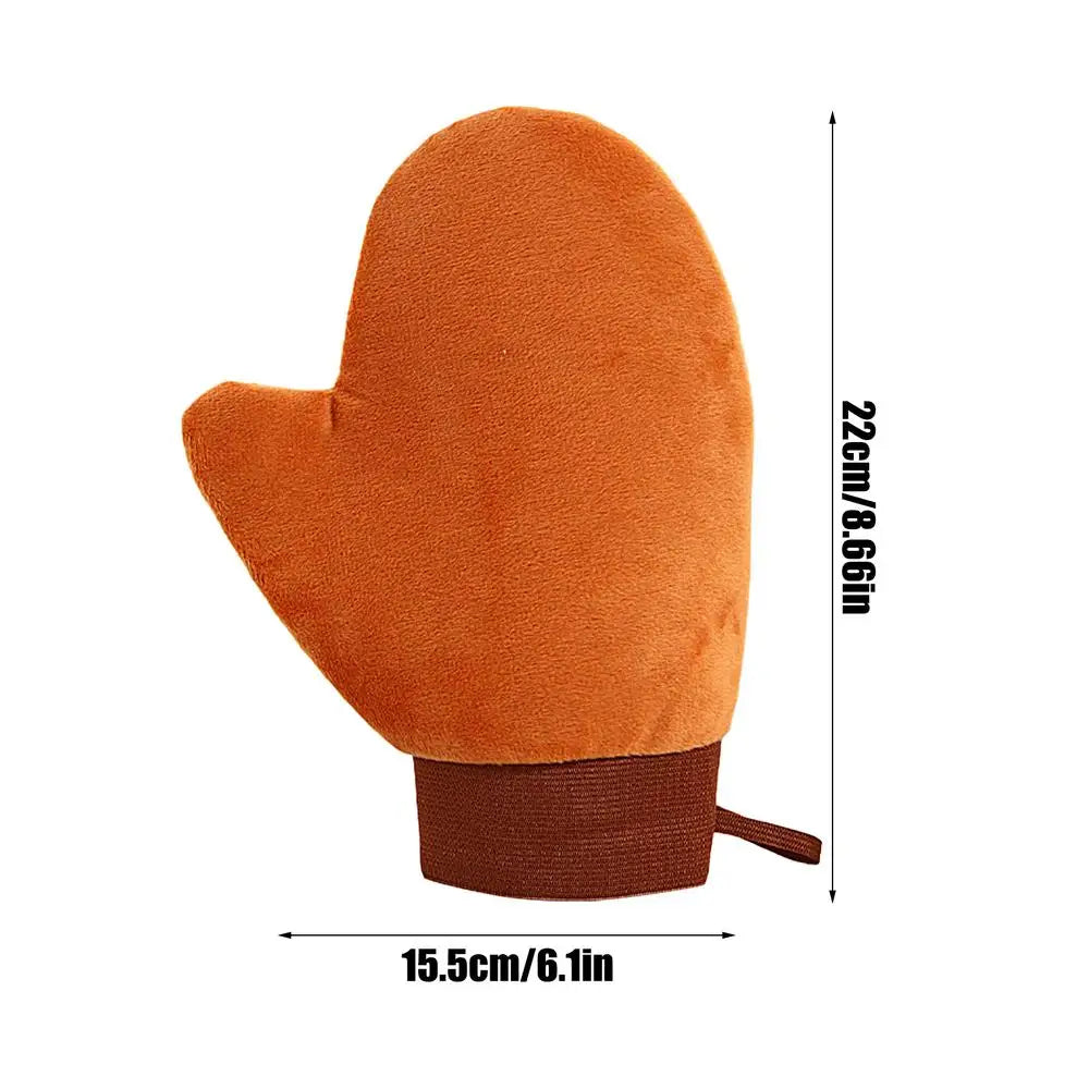Alsunu double-sided self-tanning mitt in orange