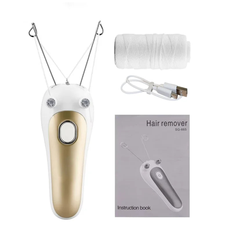 Alsunu electric facial hair threading epilator in gold