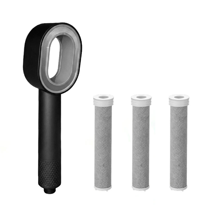 Alsunu carbon fiber shower filter in black
