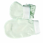 Alsunu silk exfoliating body scrub gloves in green
