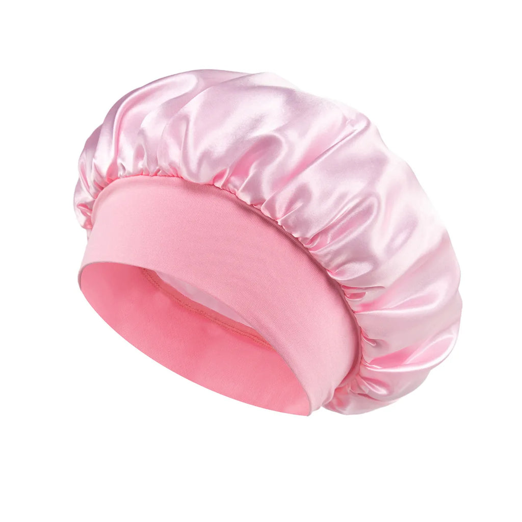 Alsunu satin-lined sleep bonnet in pink