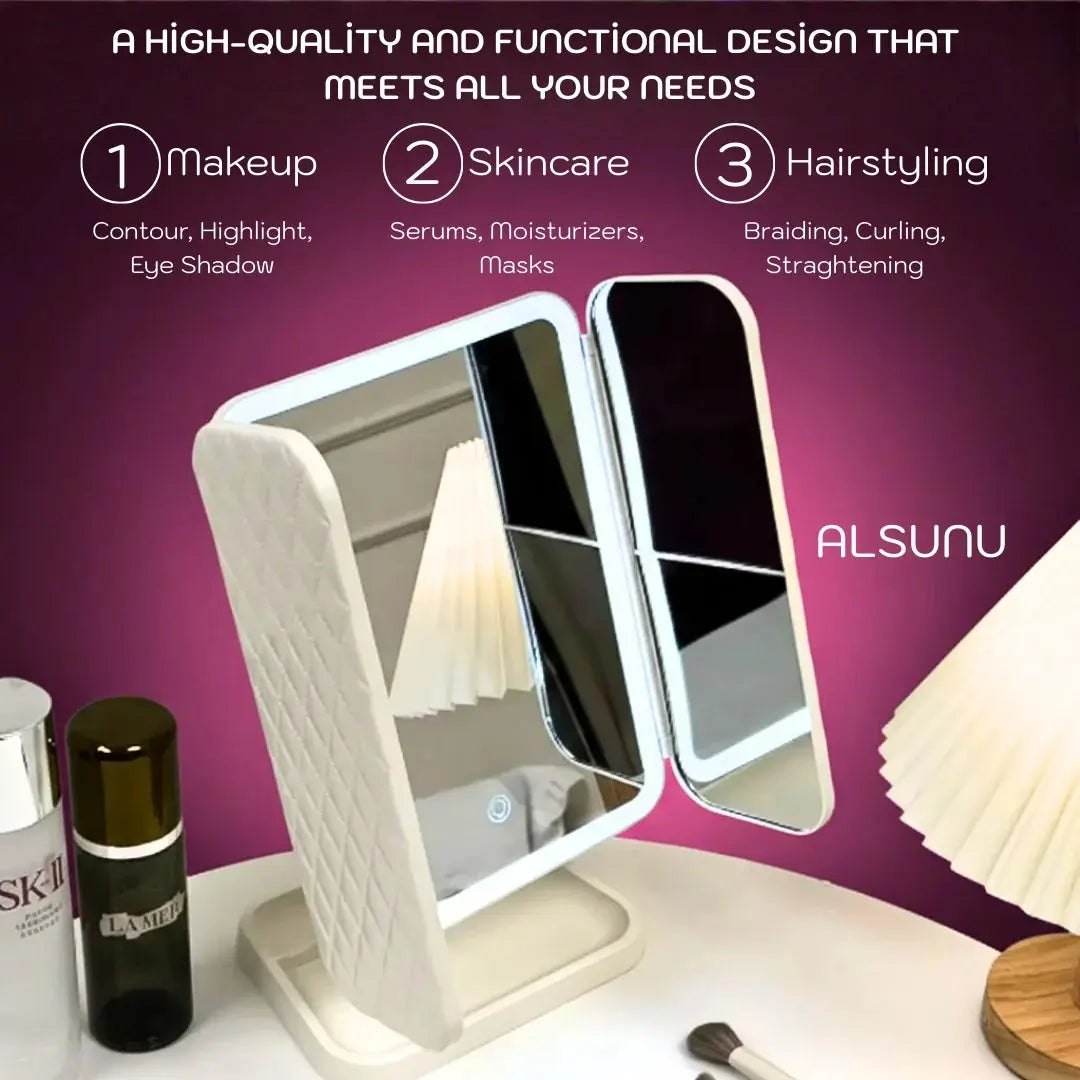 Alsunu® Trifold LED Makeup Mirror Alsunu