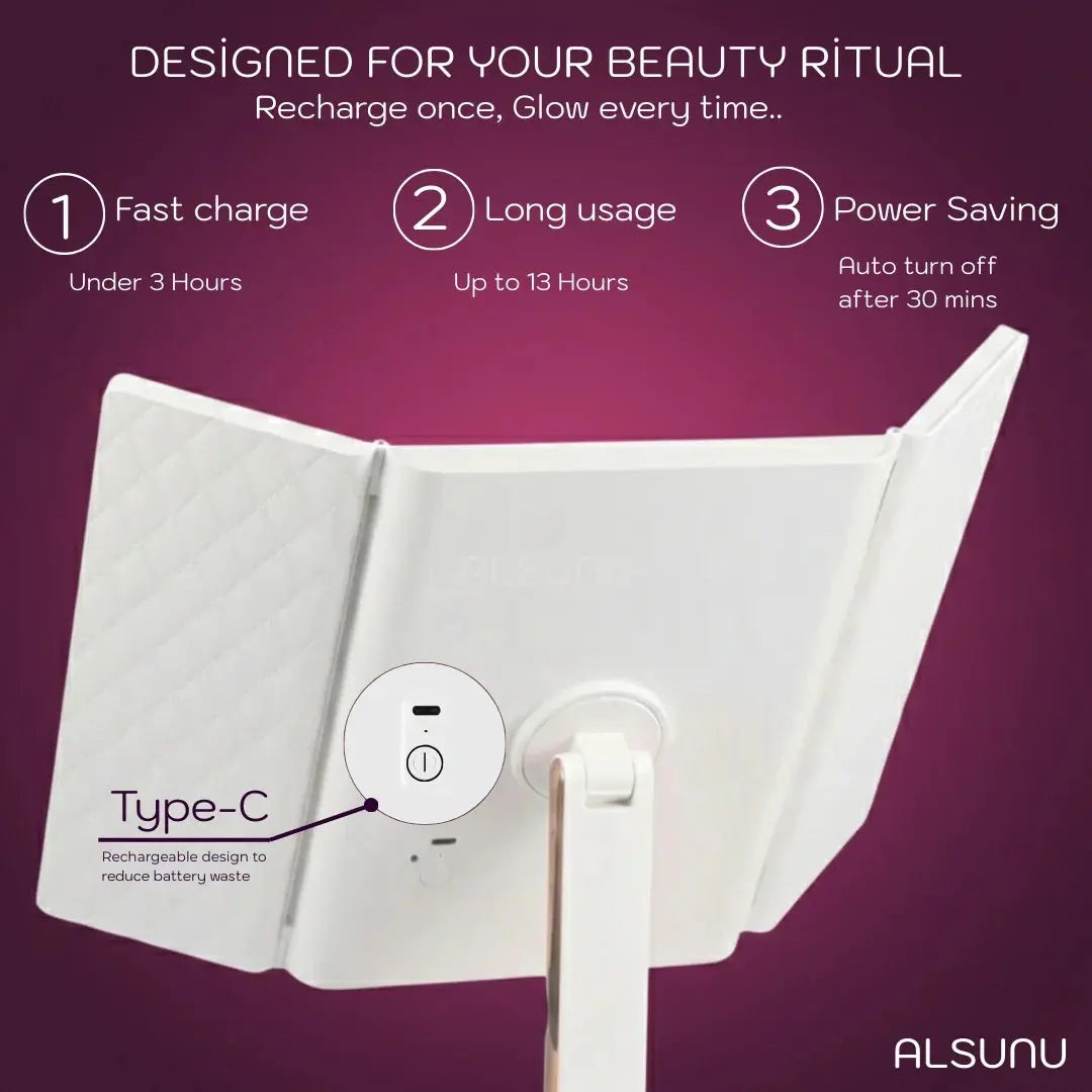 Alsunu® Trifold LED Makeup Mirror Alsunu