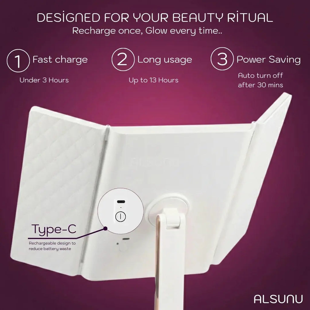 Alsunu® Trifold LED Makeup Mirror Alsunu