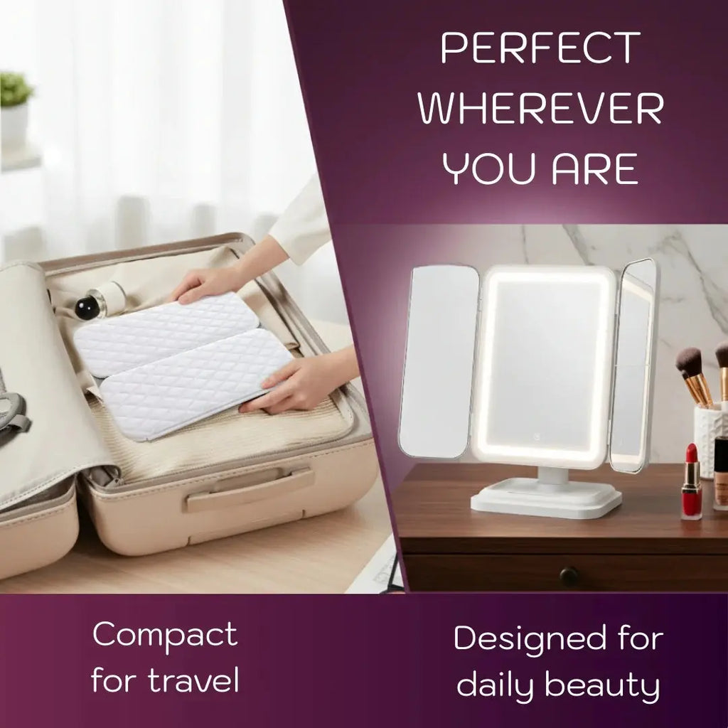 Alsunu® Trifold LED Makeup Mirror Alsunu