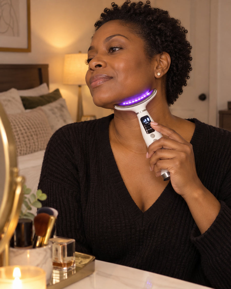 7-Color LED Face and Neck Massager with Warming and Vibration