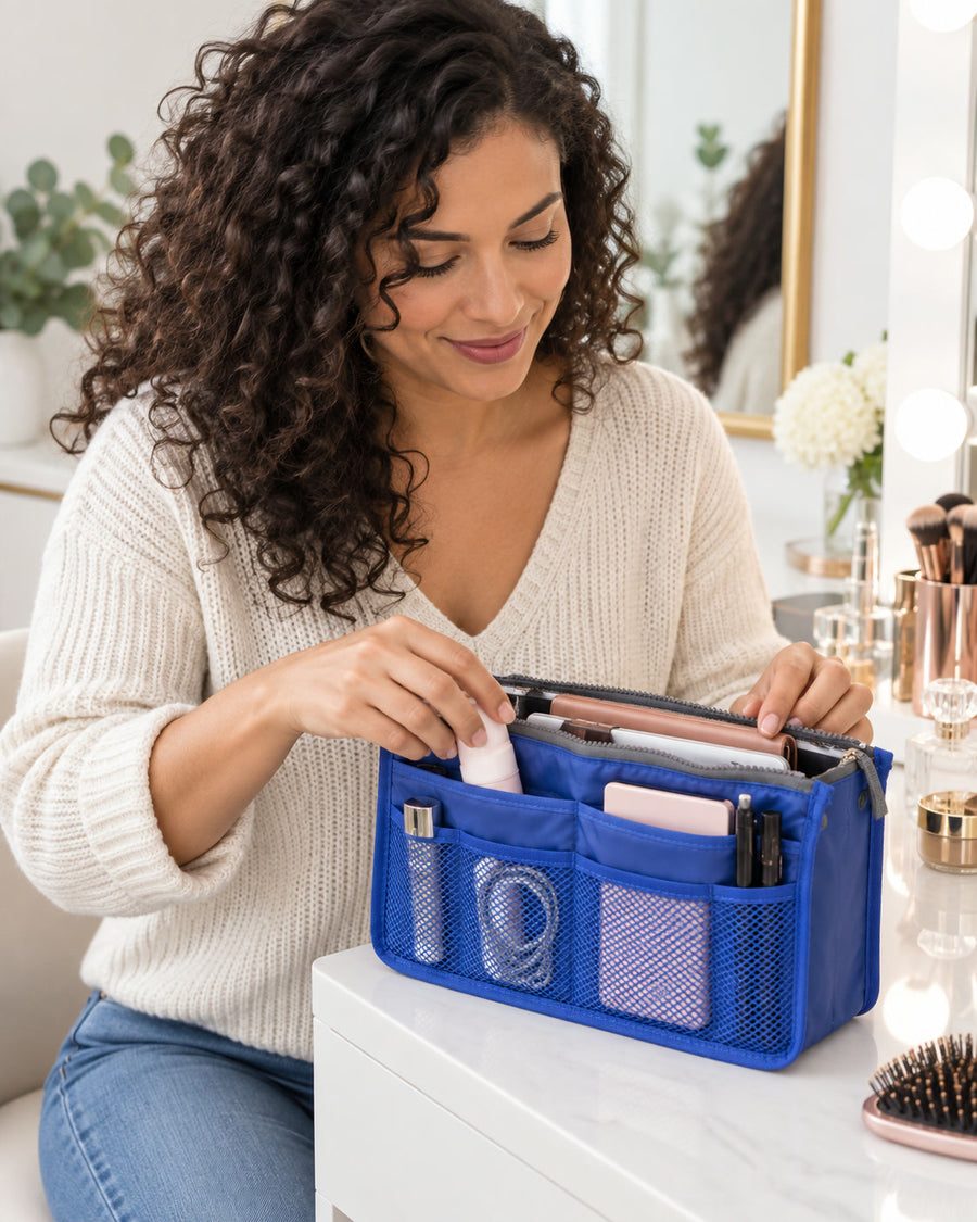 Travel Makeup Bag with Compartments for Toiletries