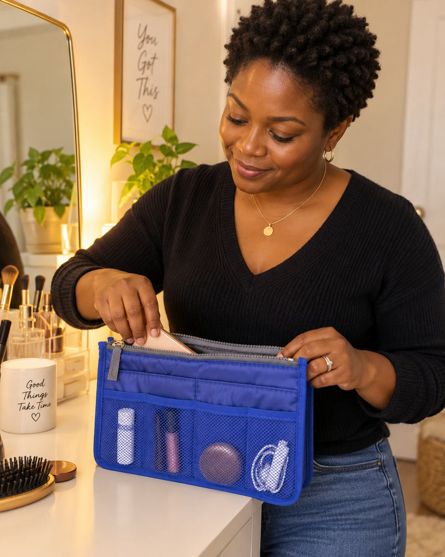 Travel Makeup Bag with Compartments for Toiletries