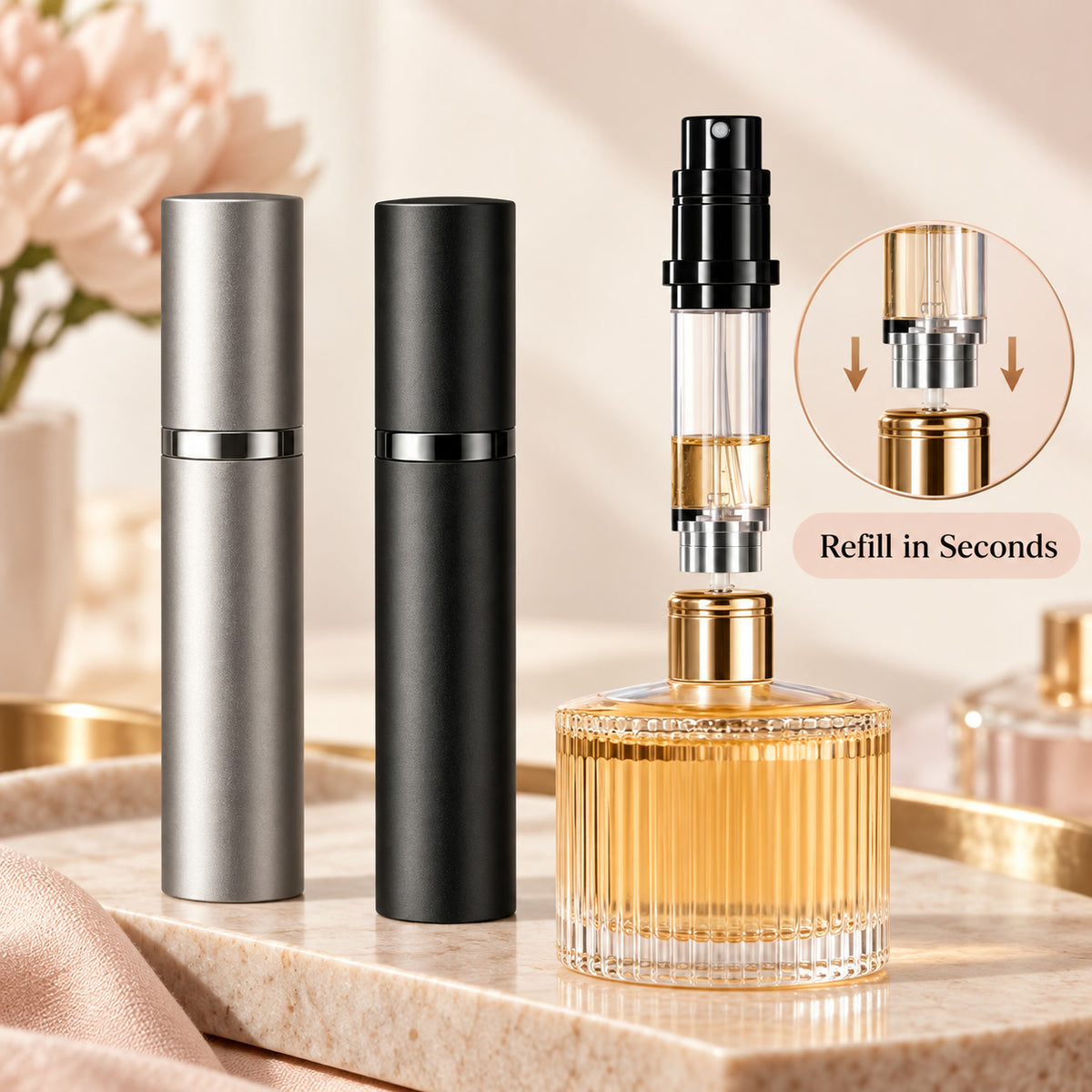 Alsunu perfume atomizer, pocket size shown