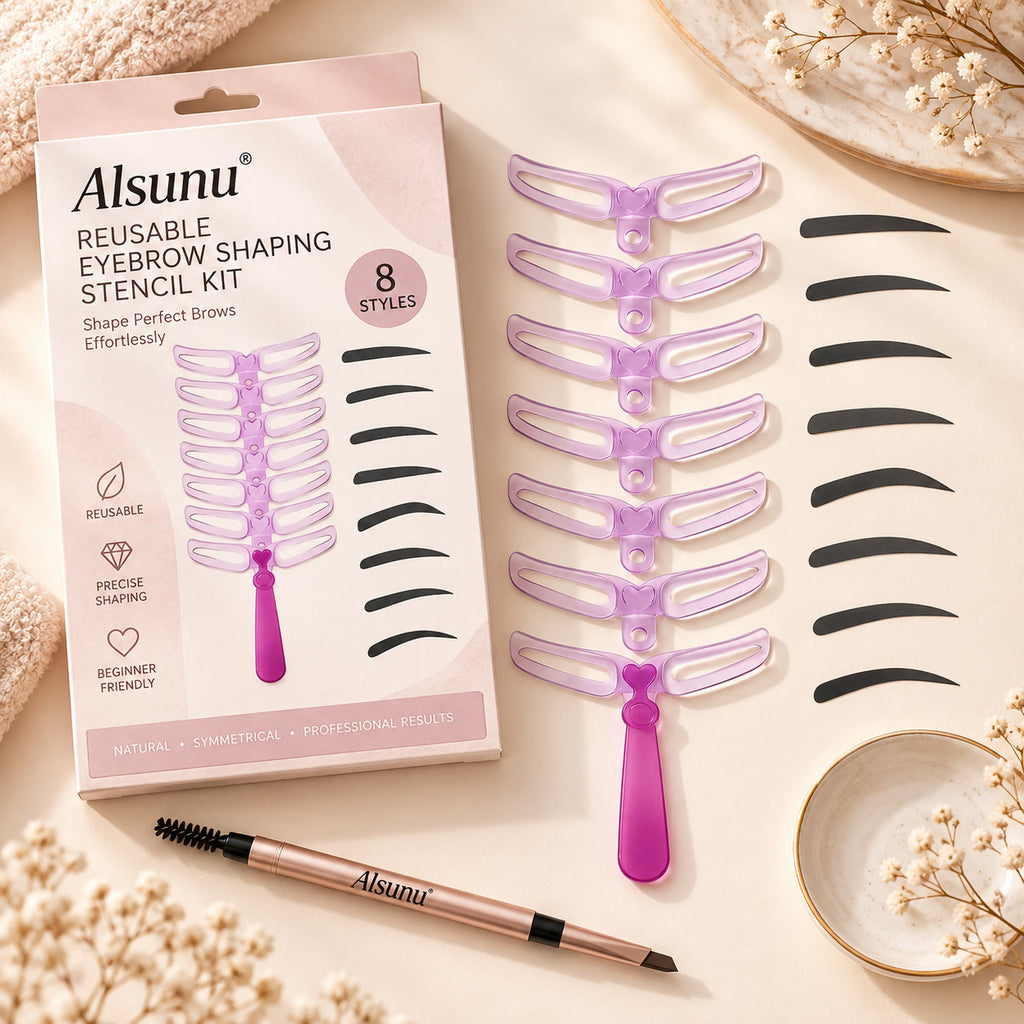 Alsunu brow stencil kit in use