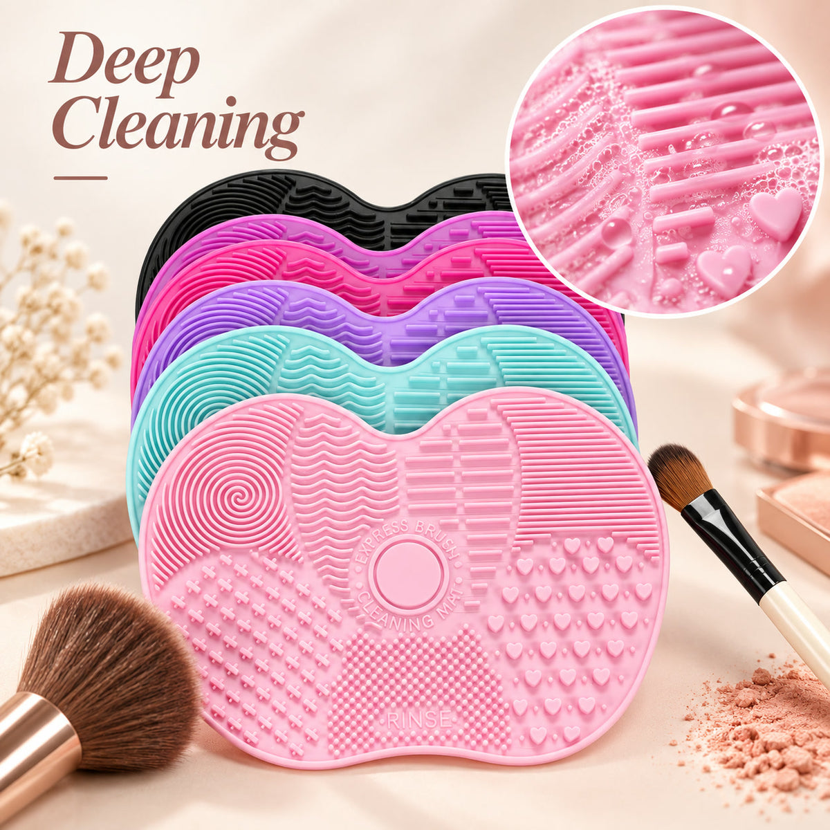 Alsunu brush cleaning mat, textured ridge zones close up