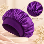 Alsunu satin sleep bonnet, satin lining close up