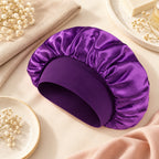 Alsunu satin sleep bonnet worn overnight