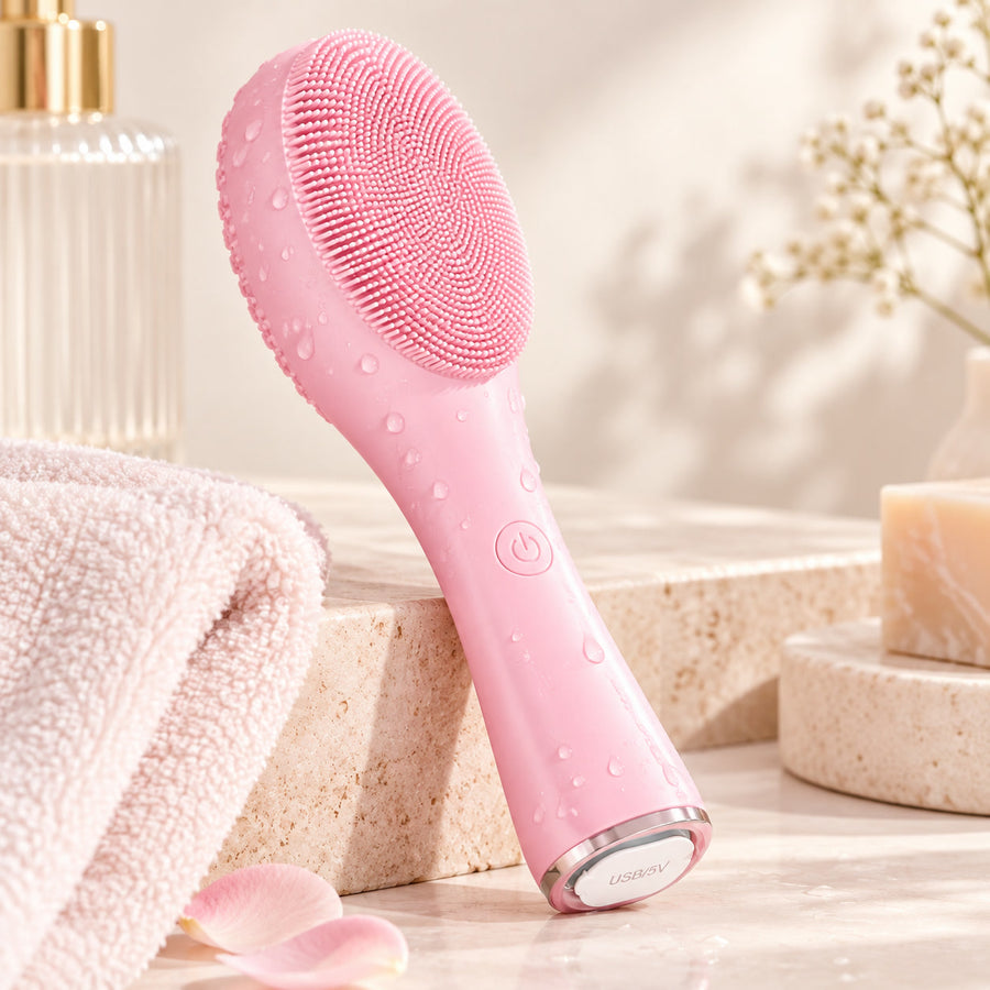 Sonic Silicone Facial Cleansing Brush, Waterproof and Rechargeable