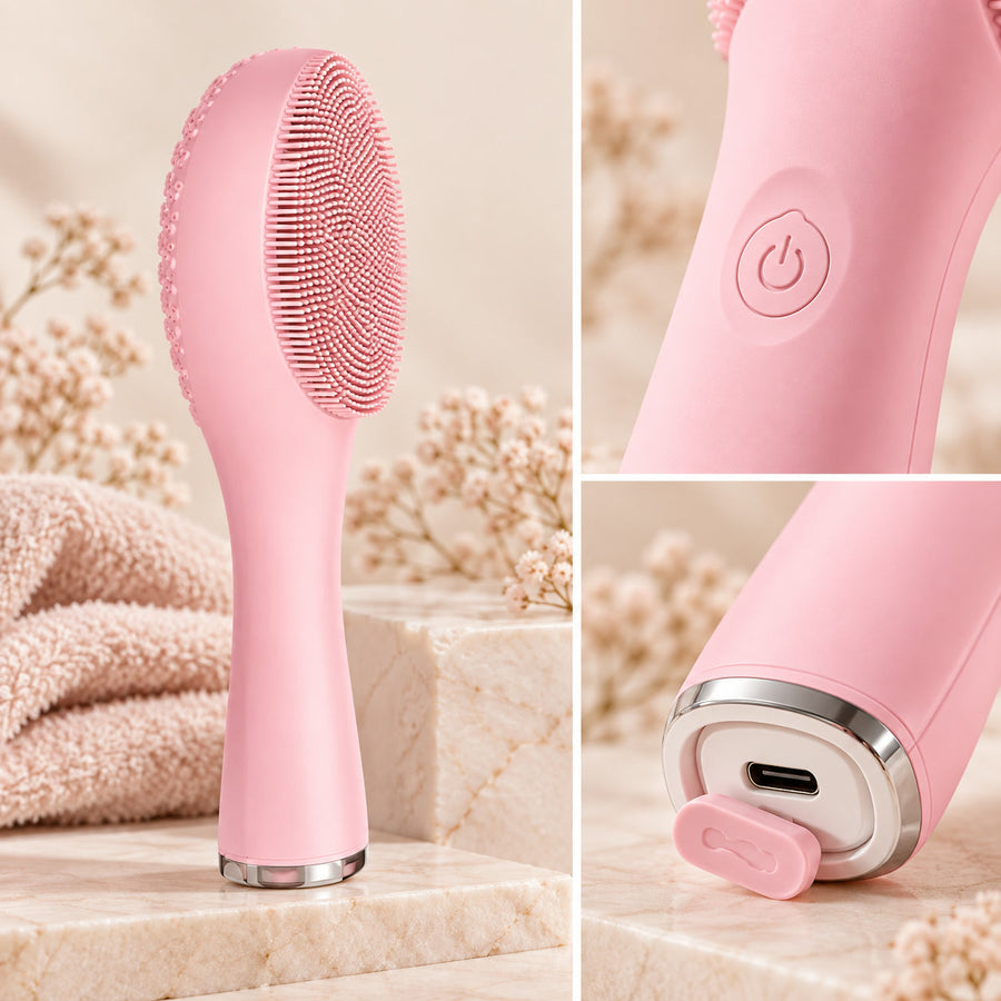 Sonic Silicone Facial Cleansing Brush, Waterproof and Rechargeable