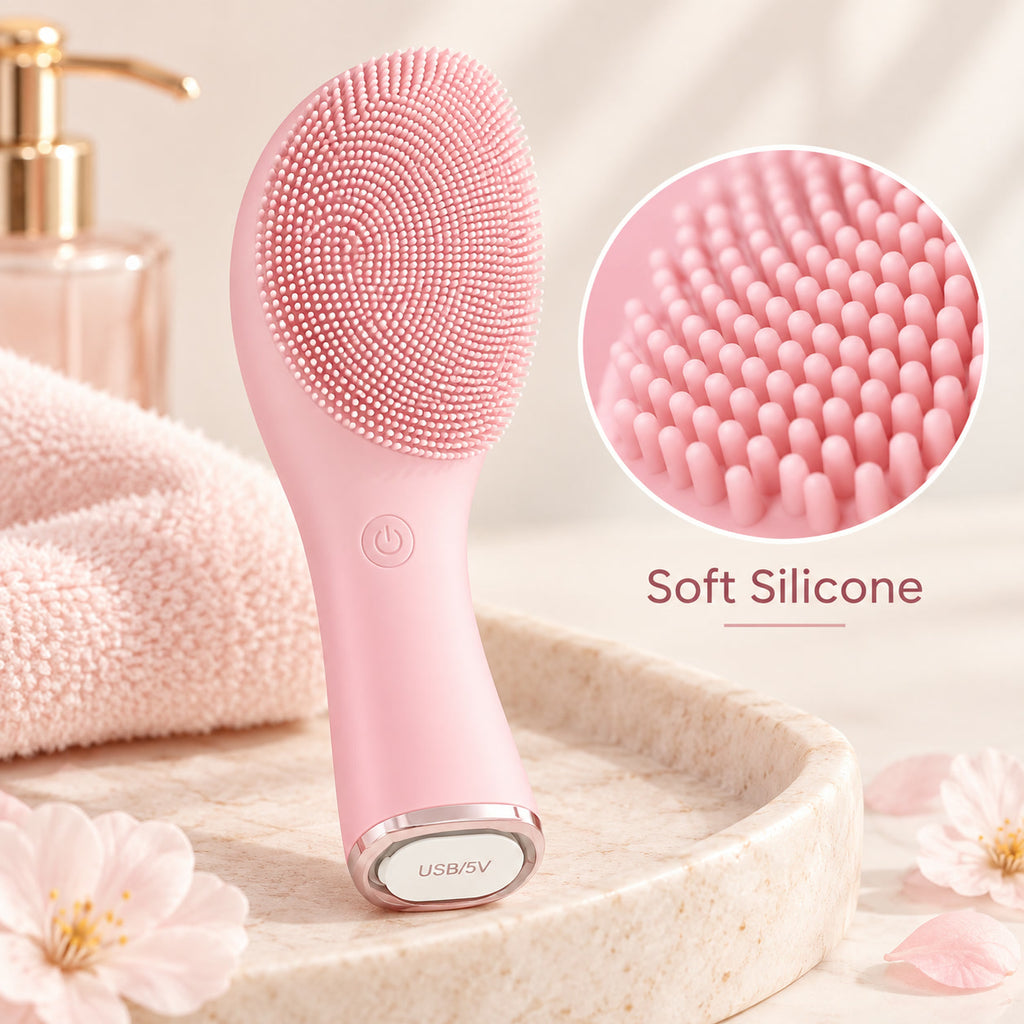 Alsunu sonic cleansing brush, silicone bristle texture