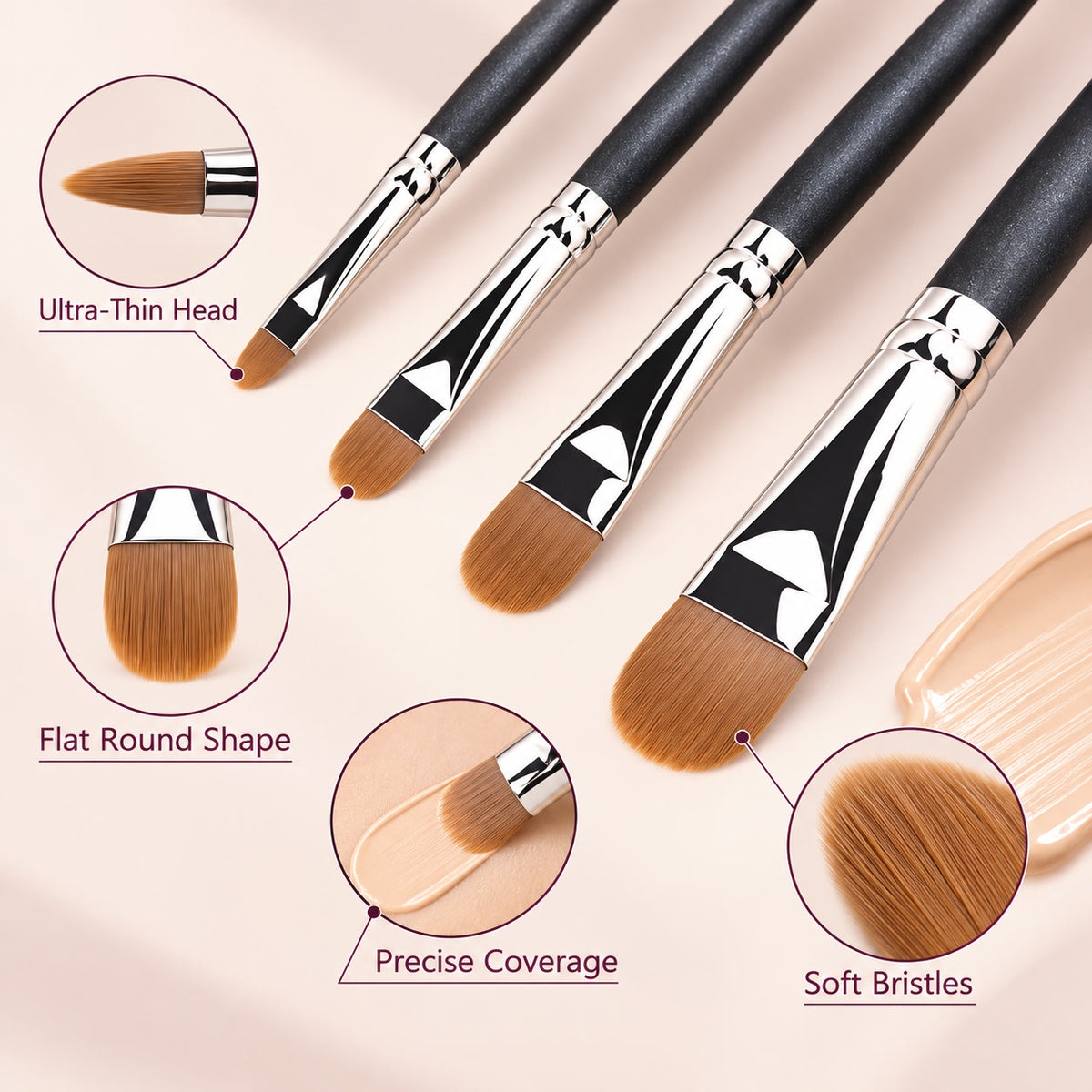Alsunu concealer brush set, angled detail