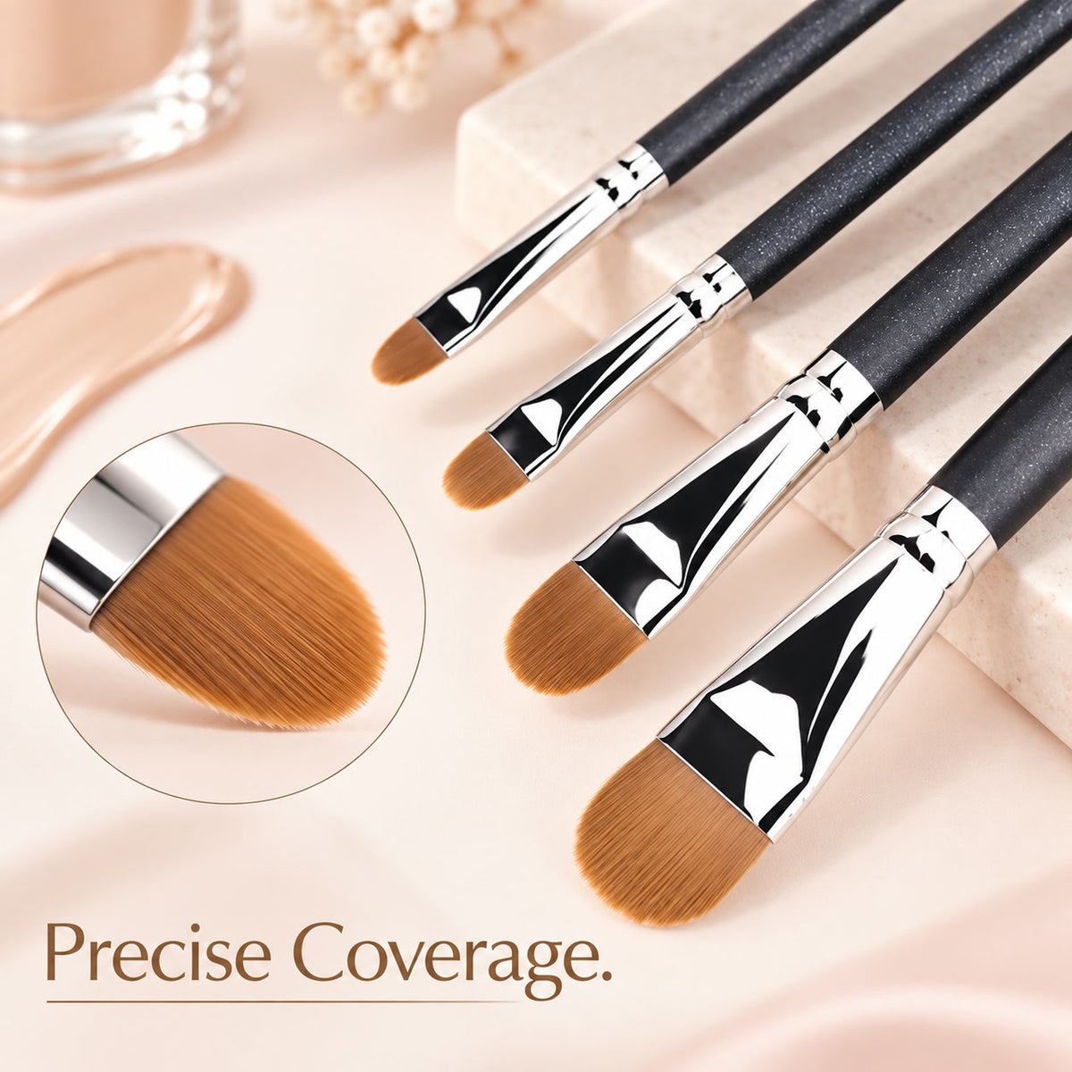 Alsunu concealer brush set, bristle close up