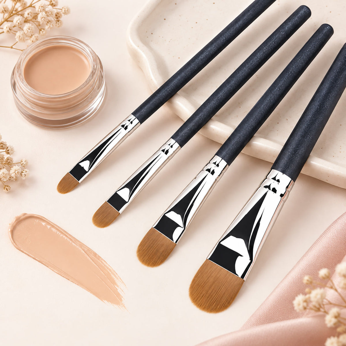 Alsunu concealer brush set in use