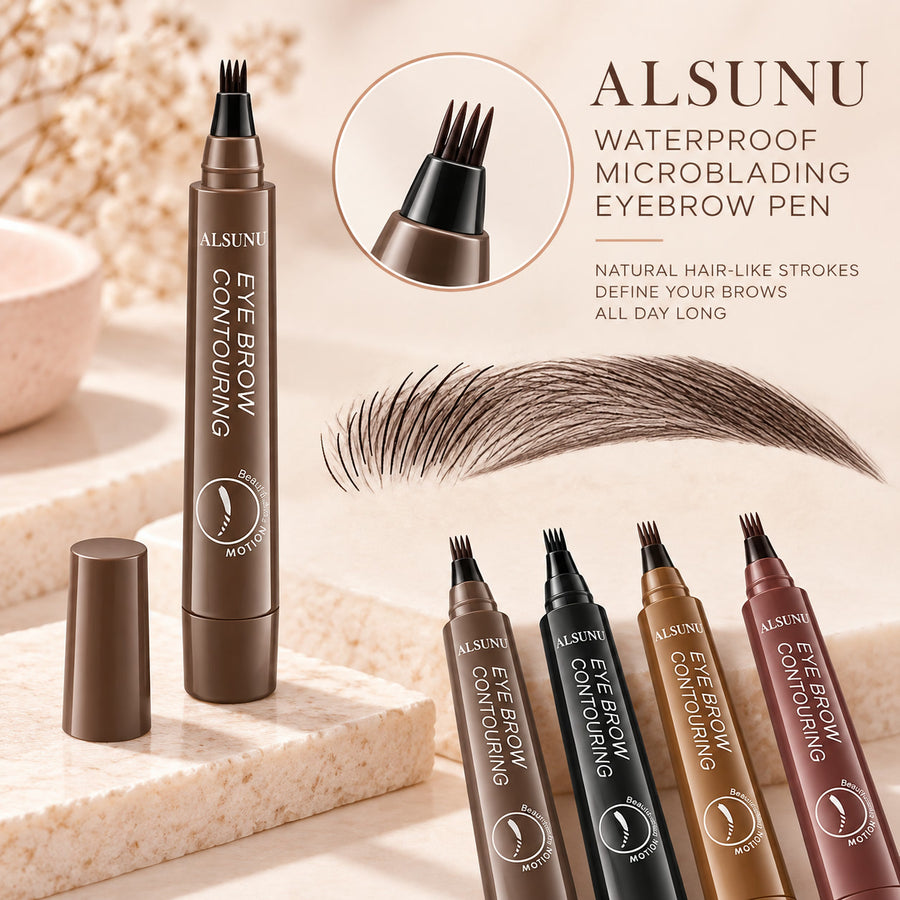 Waterproof Microblading Eyebrow Pen with 4-Prong Tip