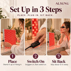 How to set up the red light panel in 3 steps: stand or hang it, switch on with goggles, sit about 12 inches away
