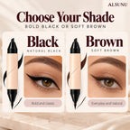 Eyeliner stamp shades: bold natural black and soft brown winged liner looks