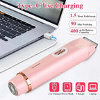 Body shaver charging over USB-C: 1.5-hour charge, 90 minutes of use