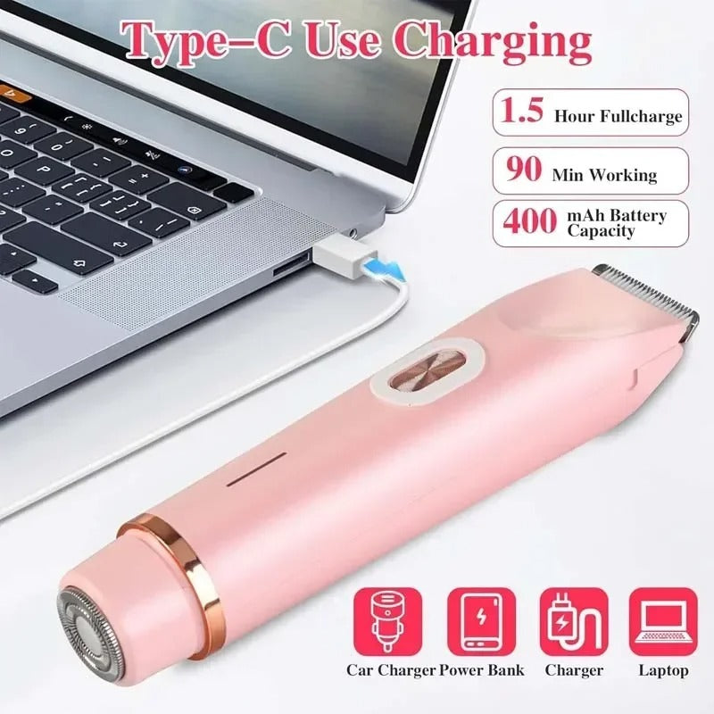 Body shaver charging over USB-C: 1.5-hour charge, 90 minutes of use
