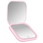 Pink LED compact mirror open with lighted frame