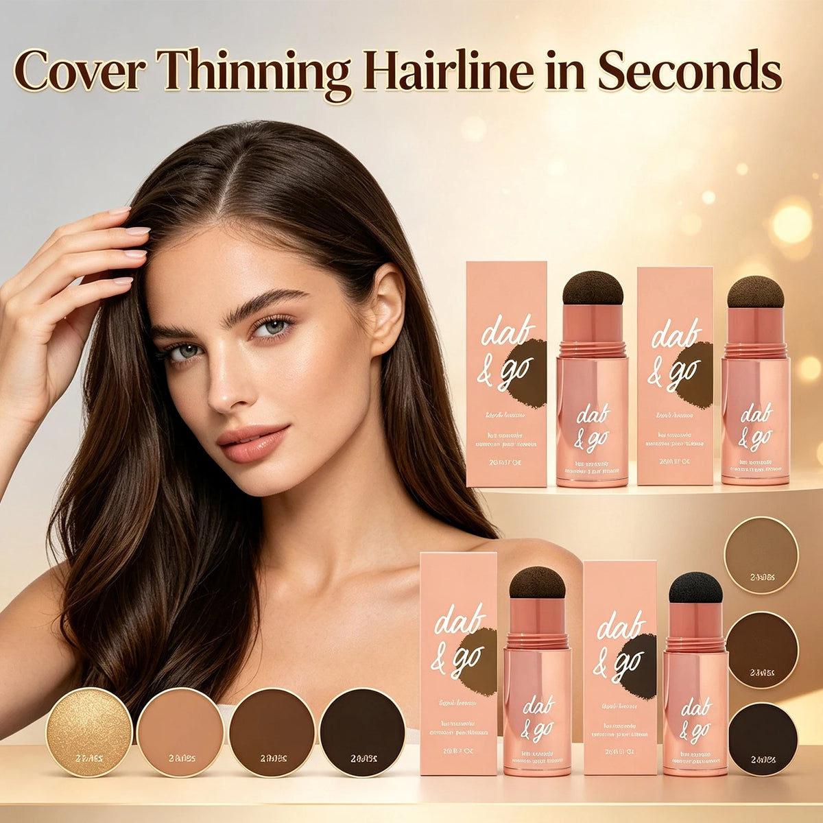 Hairline powder covering the part line, shown with all four shades