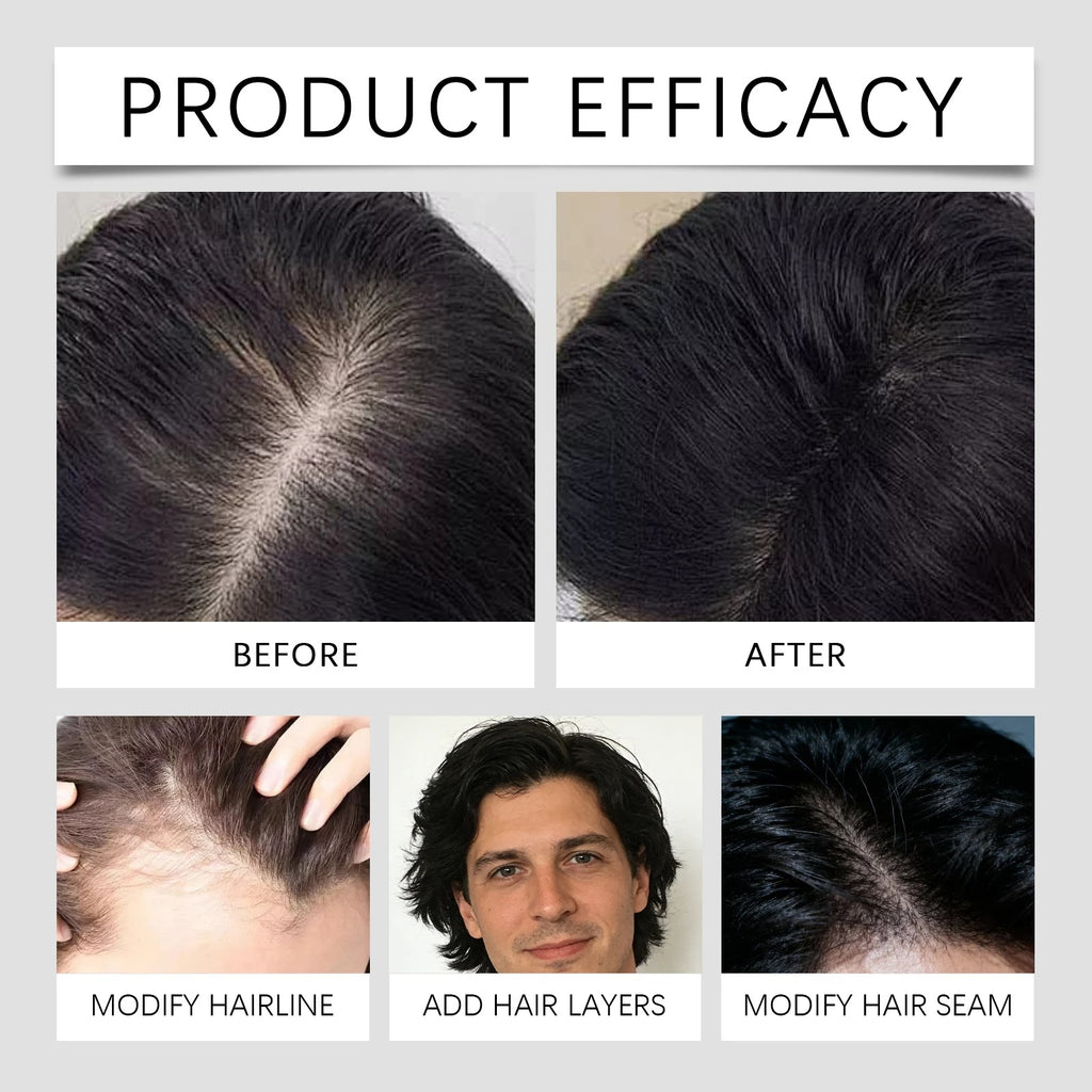 Part line before and after applying hairline shadow powder