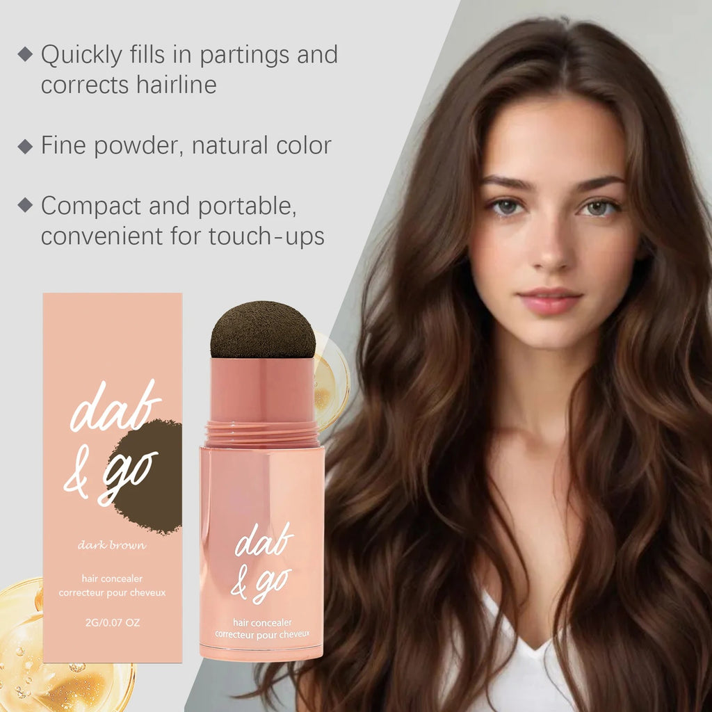 Woman holding hairline shadow powder with a filled-in part line
